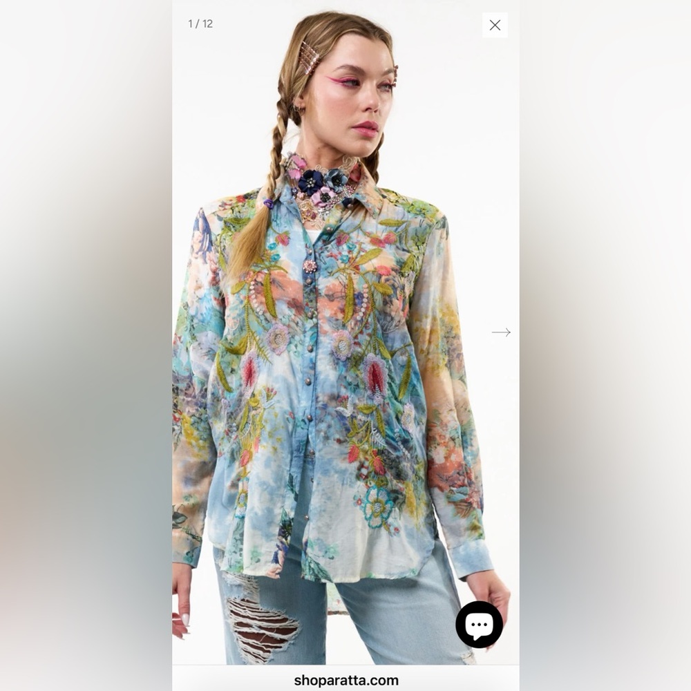 ARATTA NWT Valeria Embroidered Button Up Blouse Size M 
Currently on the website